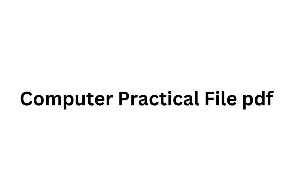 Computer Practical File pdf