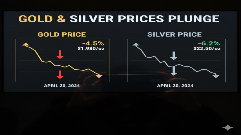 gold and silver prices dropped on april 20