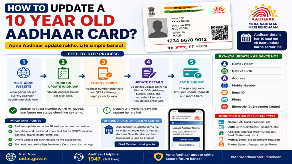 How to update a 10 year old Aadhaar card