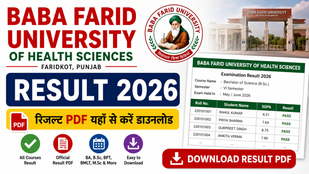baba farid university result pdf 2026