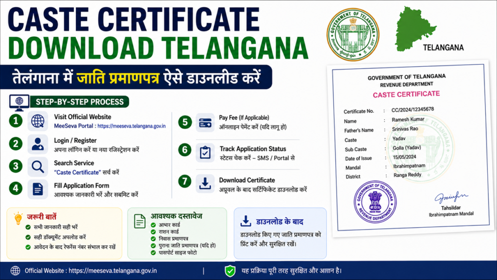 caste certificate download telangana