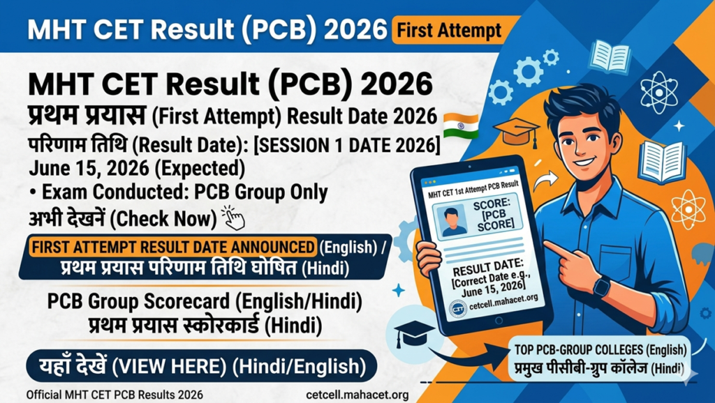 mht cet 1st attempt result date 2026 pcb