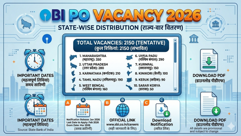 sbi po state wise vacancy 2026