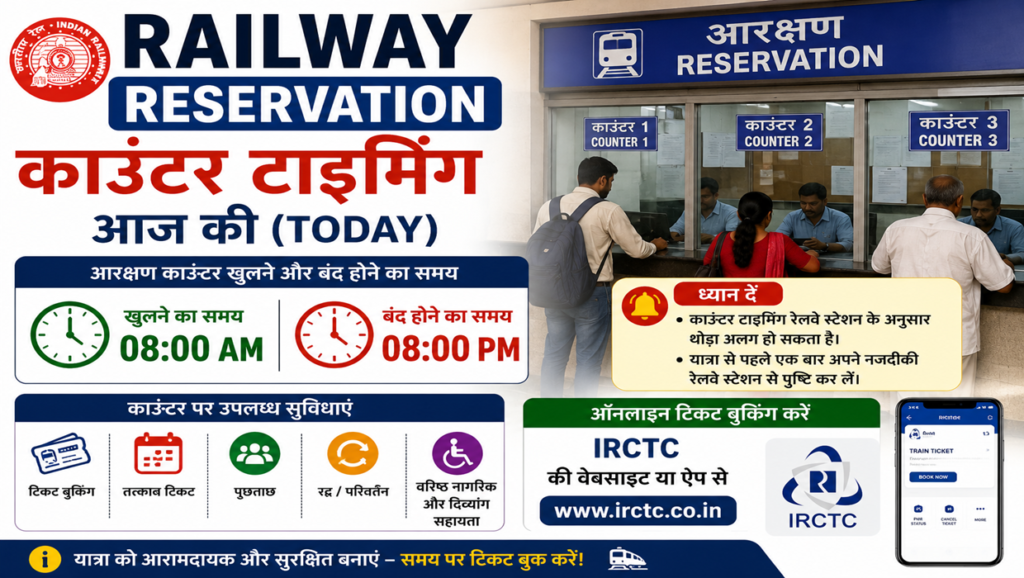 Railway Reservation counter timings today
