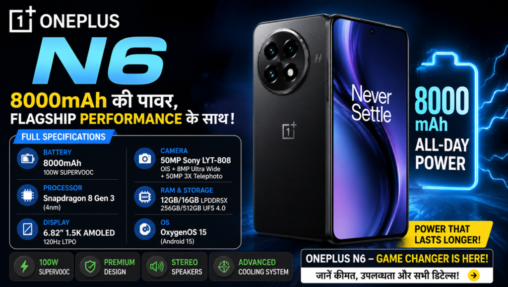 oneplus n6 8000mah battery specs